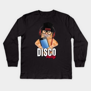 Disco Party Cat Kids Long Sleeve T-Shirt